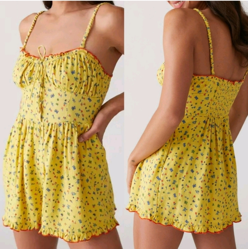 Urban Outfitters Milkmaid Ruffle Romper Sz S